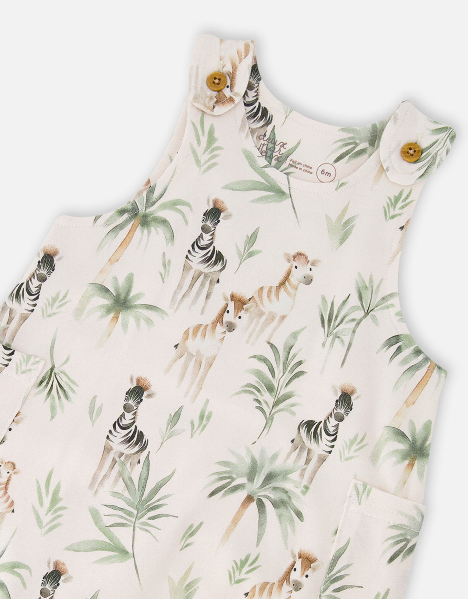 Deux Par Deux Zebra Jungle Romper