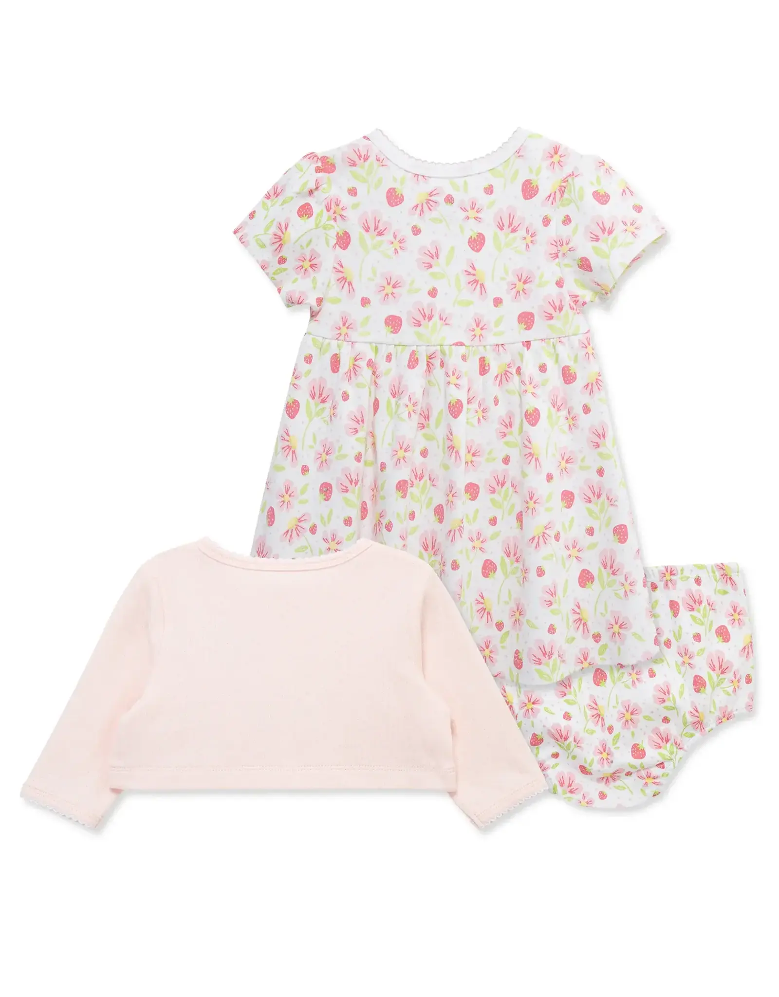 Little Me Strawberry Knit Dress & Cardigan Set