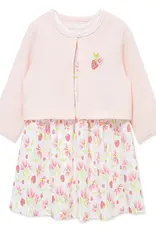 Little Me Strawberry Knit Dress & Cardigan Set