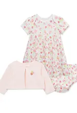 Little Me Strawberry Knit Dress & Cardigan Set