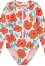 Tea Poppy Poppies Long Sleeve Swimsuit size 2