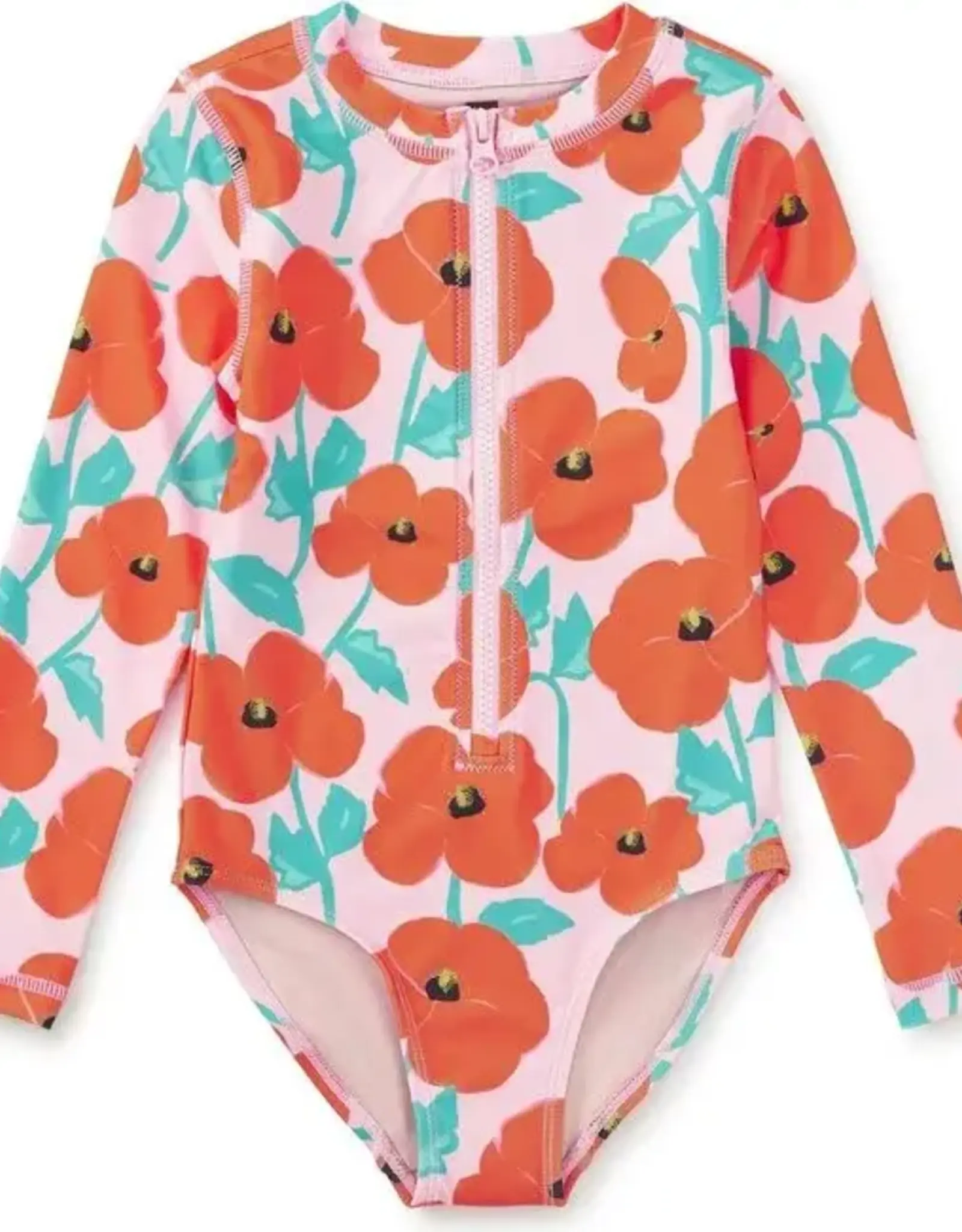Tea Poppy Poppies Long Sleeve Swimsuit size 2