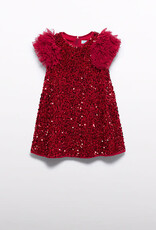 Abel & Lula Red Sequien Velvet Party Dress