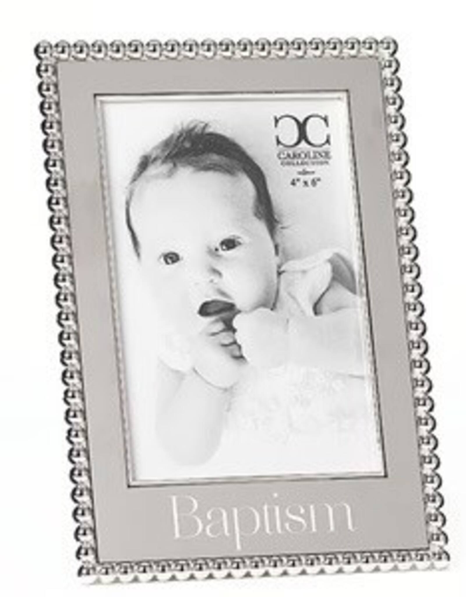 Silver Beaded Baptism Frame