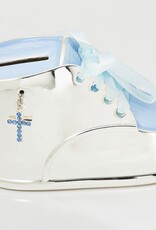 Boy Blue Shoe Bank with Cross and Ribbon Laces