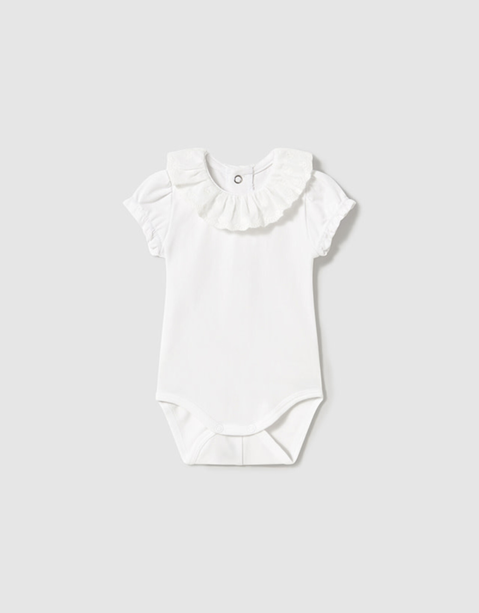 Mayoral White Mayoral Ruffle Collar Bodysuit