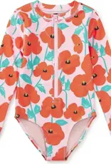 Tea Poppy Poppies Long Sleeve Swimsuit