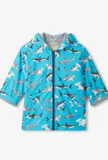 Hatley Shark Party Colour Change Zip-Up Rain Jacket