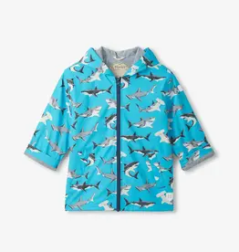 Hatley Shark Party Colour Change Zip-Up Rain Jacket