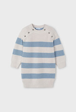 Mayoral Sky Blue Knit Stipes Dress