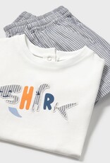 Mayoral Striped Shark Shirt and Short Set