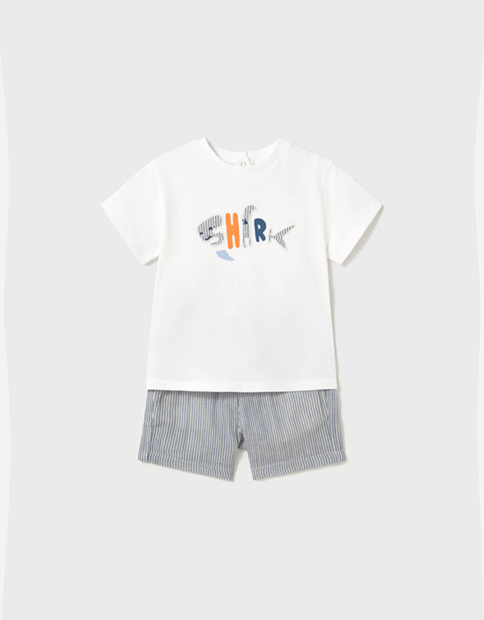Mayoral Striped Shark Shirt and Short Set