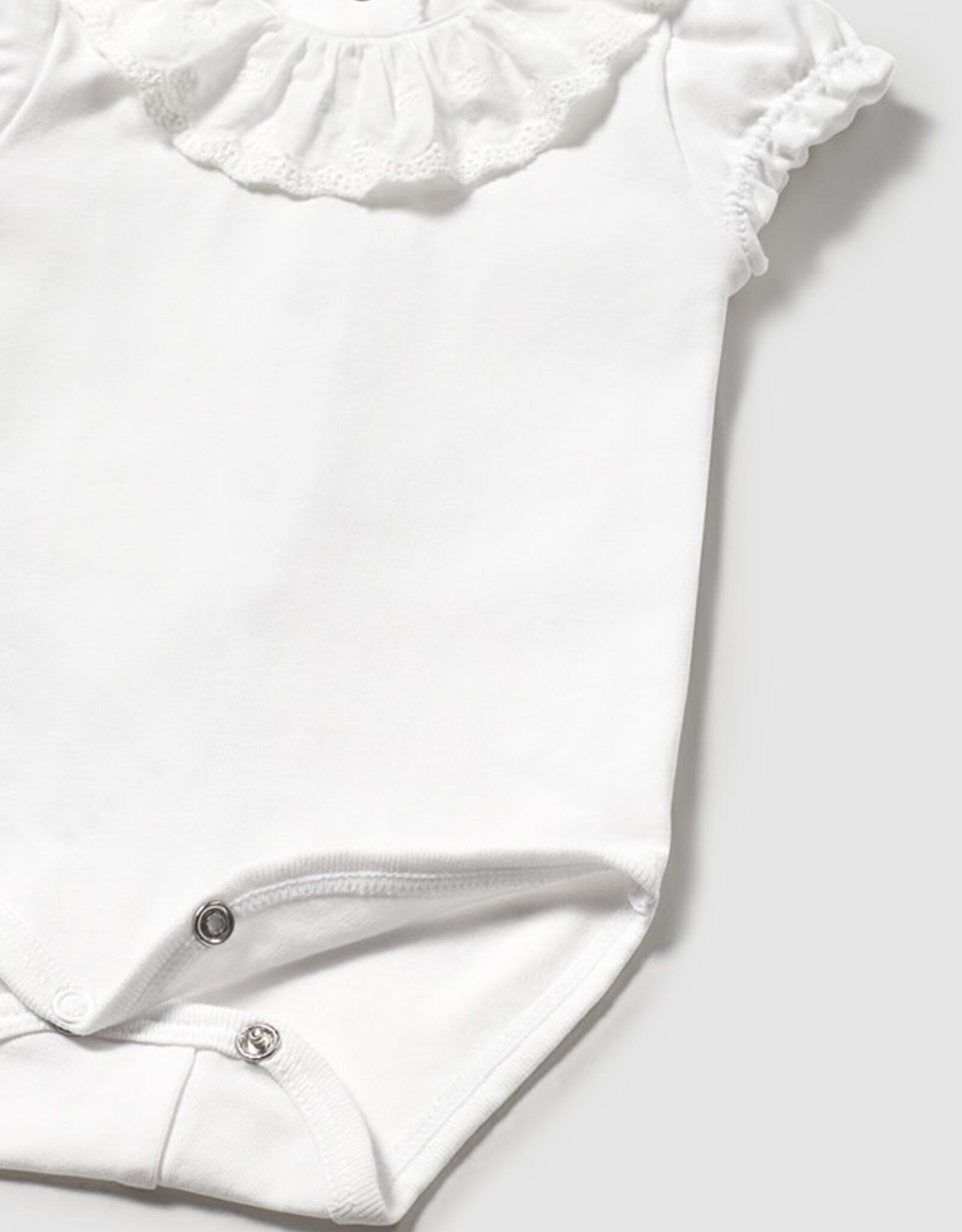 Mayoral White Mayoral Ruffle Collar Bodysuit