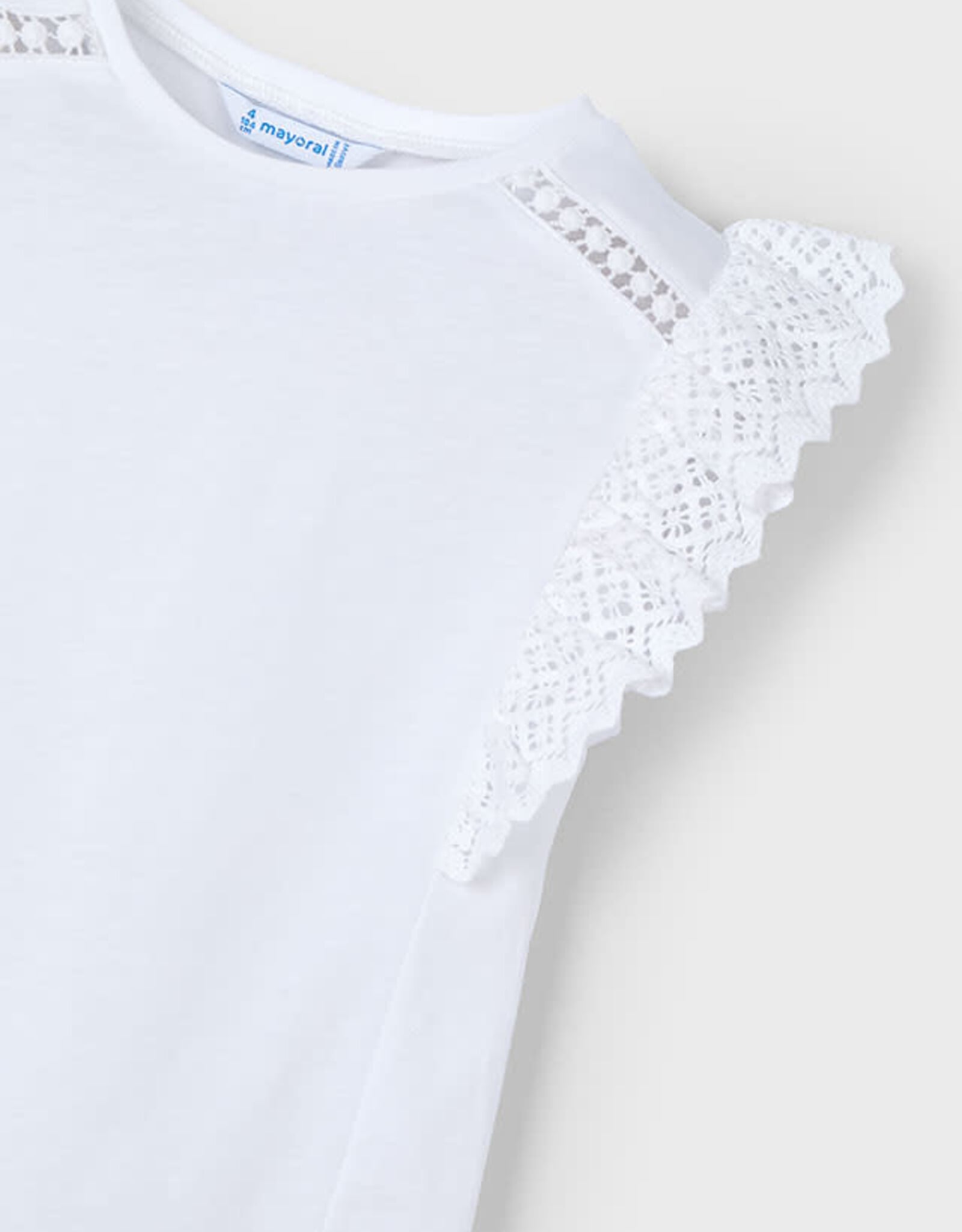 Mayoral White Short Sleeve Crochet t-shirt