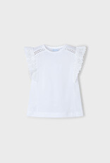 Mayoral White Short Sleeve Crochet t-shirt