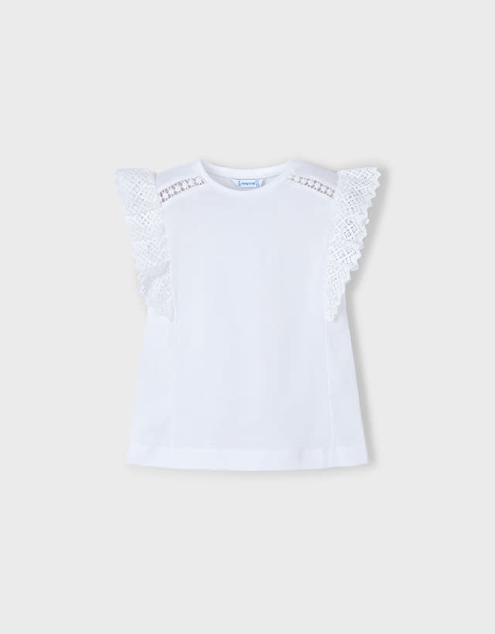 Mayoral White Short Sleeve Crochet t-shirt