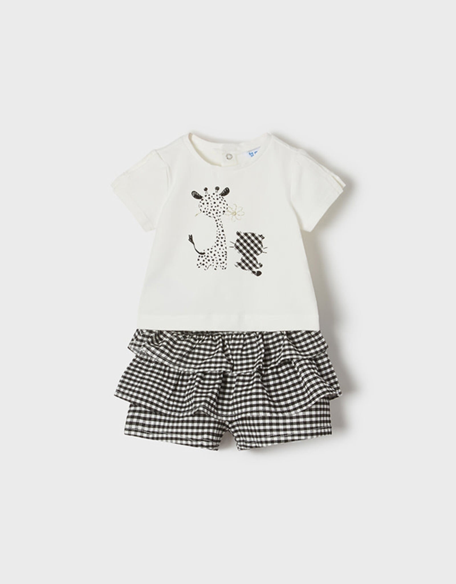 Mayoral Black Checked Animal Short/Shirt Set