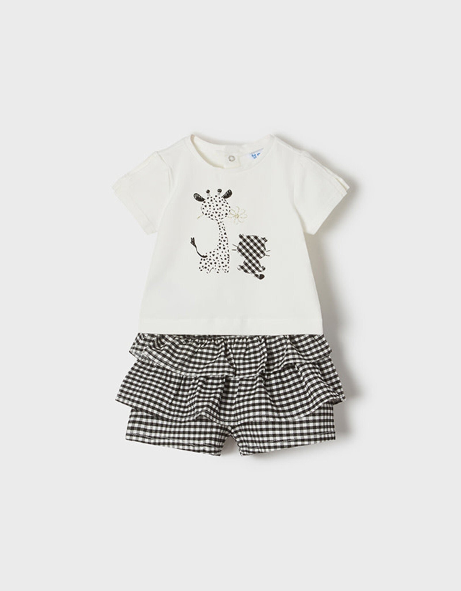 Mayoral Black Checked Animal Short/Shirt Set