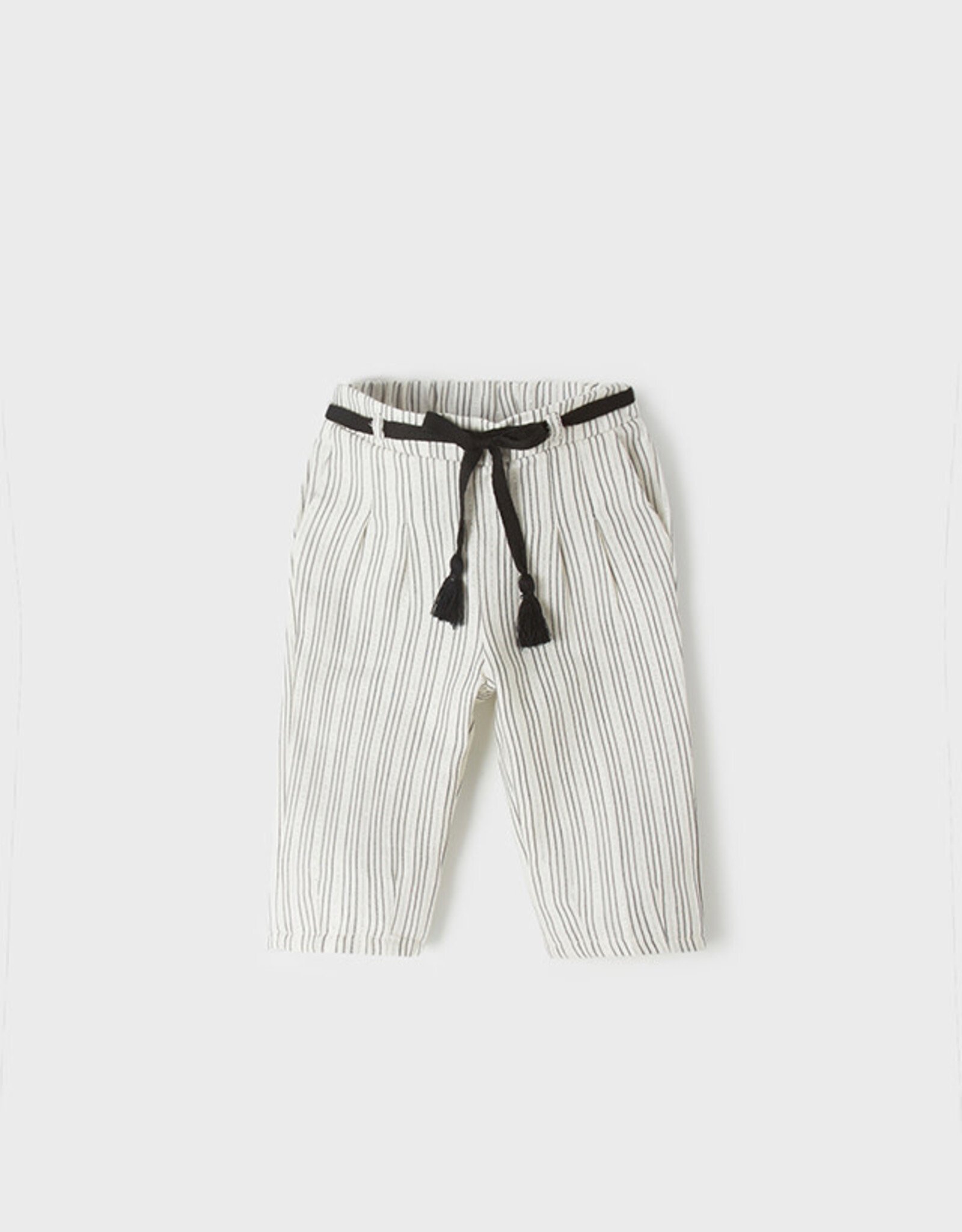 Mayoral Natural Stripe Pants with Tie Waist