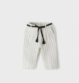 Mayoral Natural Stripe Pants with Tie Waist