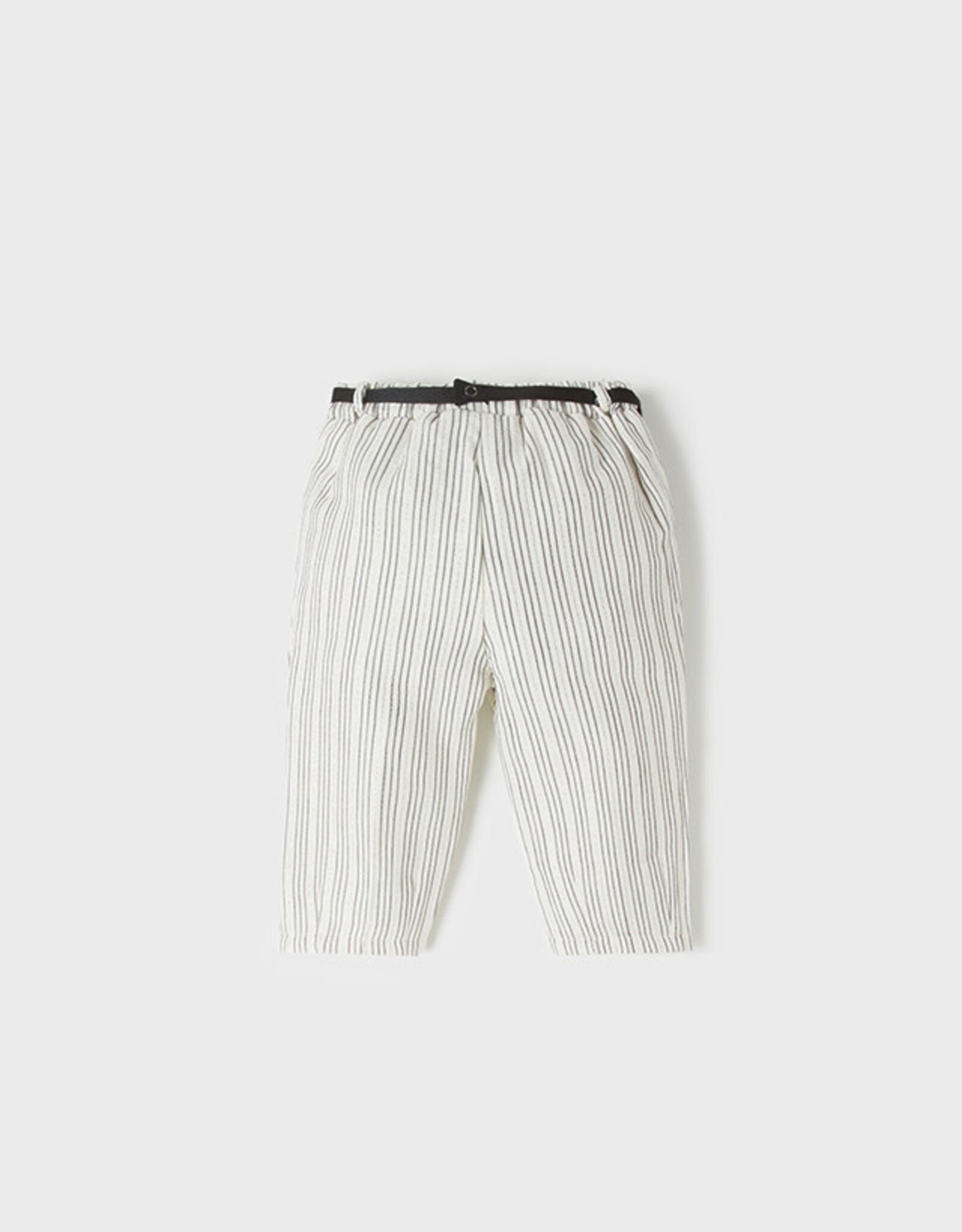 Mayoral Natural Stripe Pants with Tie Waist