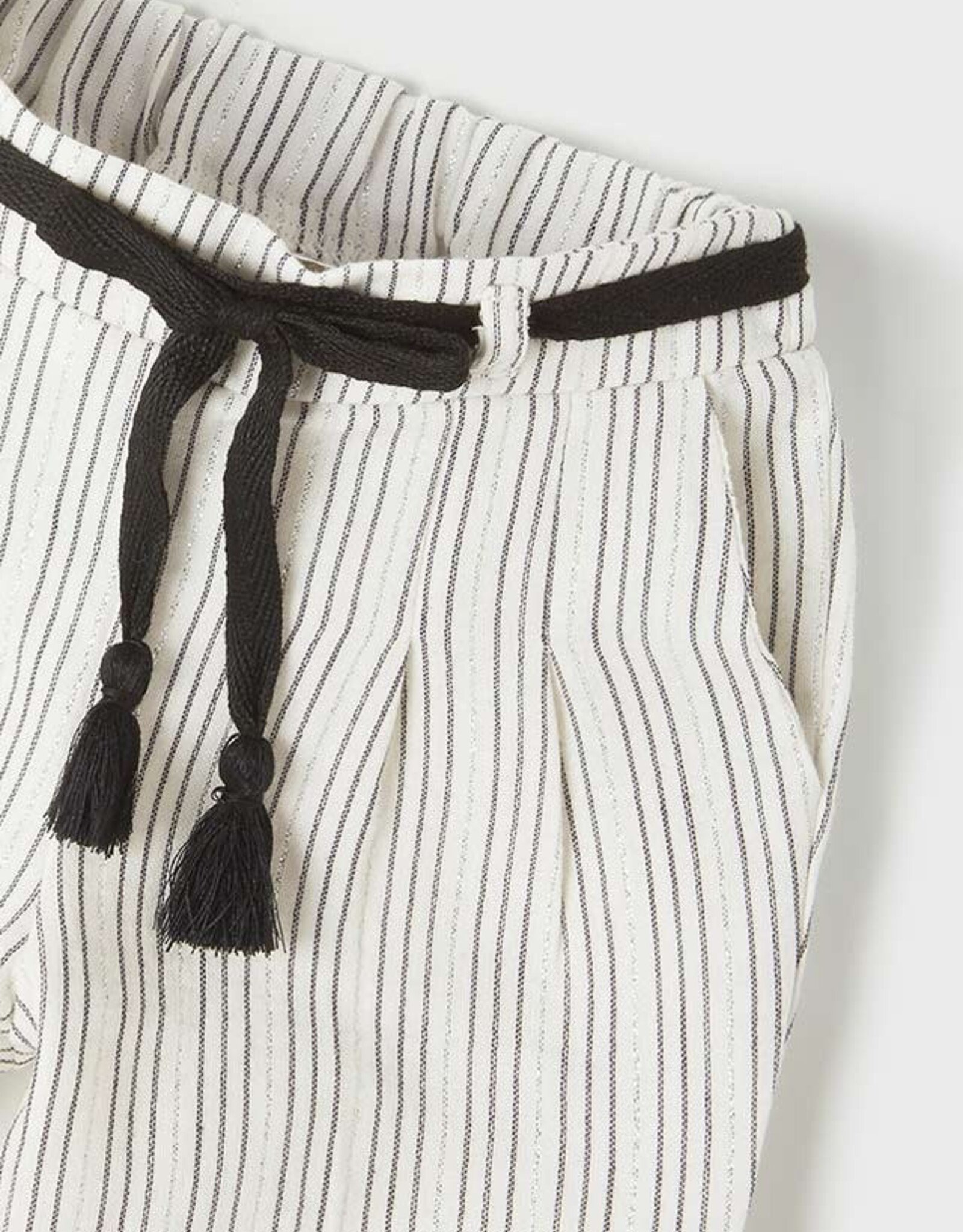 Mayoral Natural Stripe Pants with Tie Waist