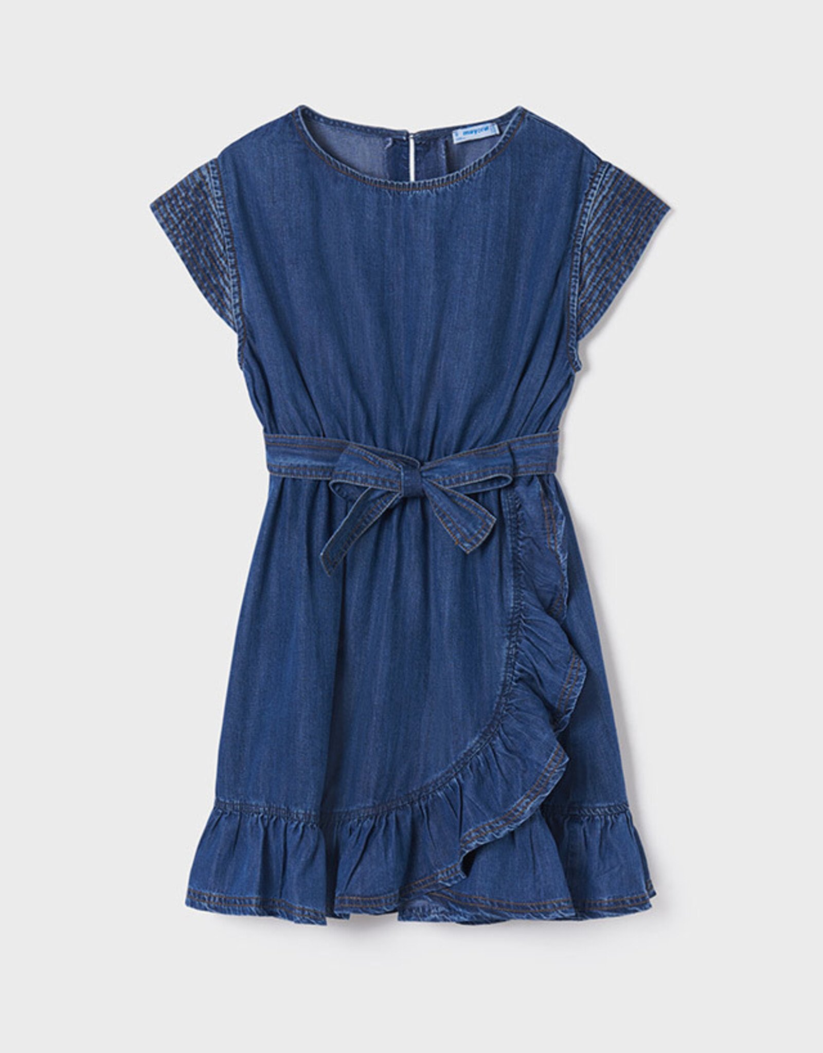 Mayoral Dark Denim Ruffled Dress