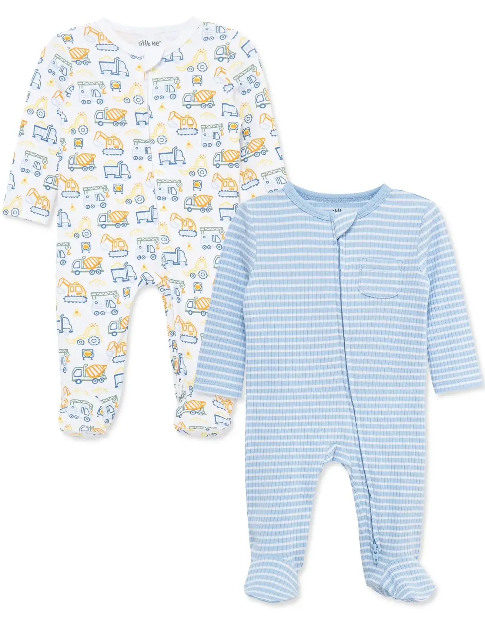 Little Me Truck Zone 2-Way-Zip Footies (2-Pack)