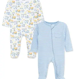 Little Me Truck Zone 2-Way-Zip Footies (2-Pack)