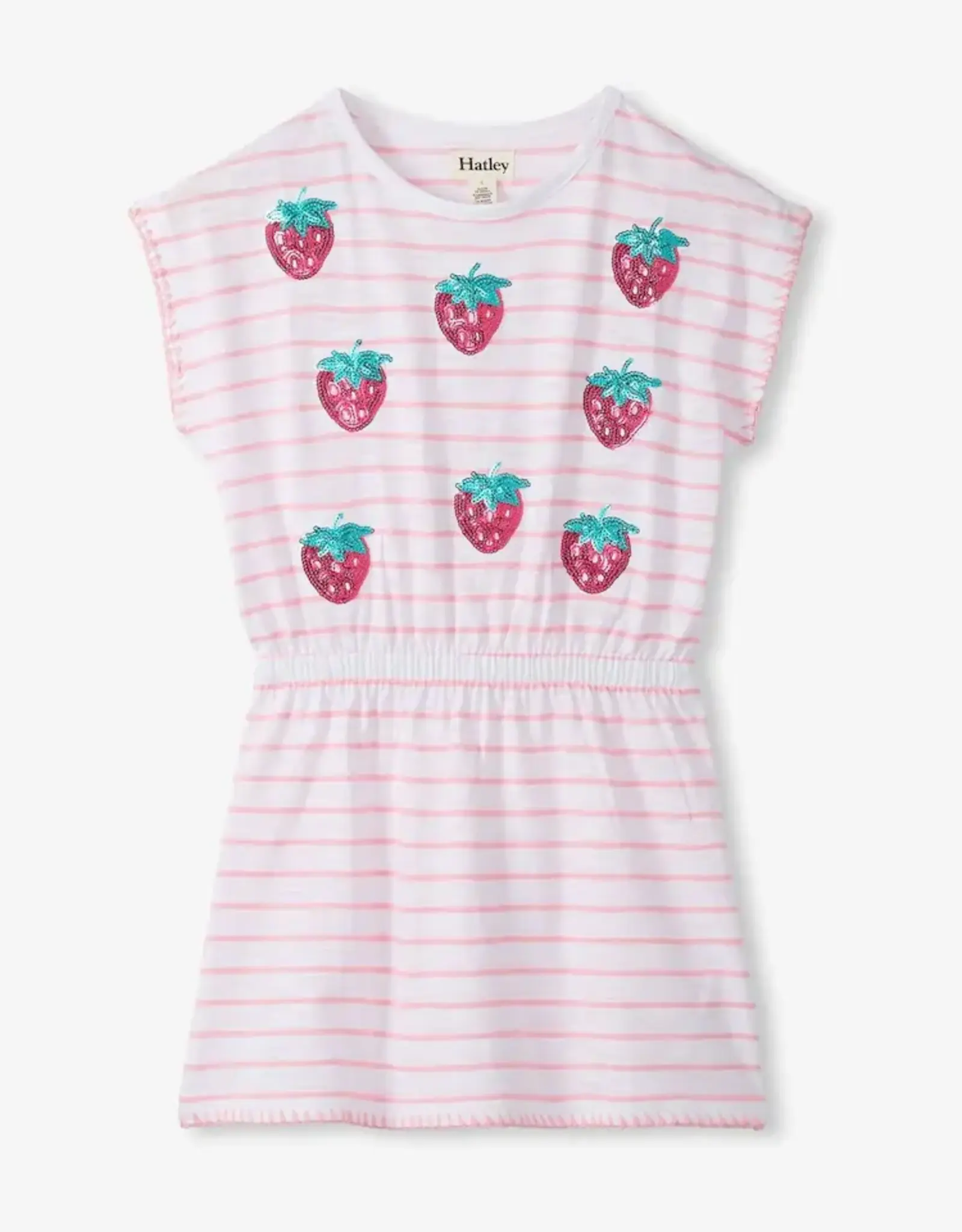 Hatley Strawberry Stipes Cinched Waist Relaxed Dress