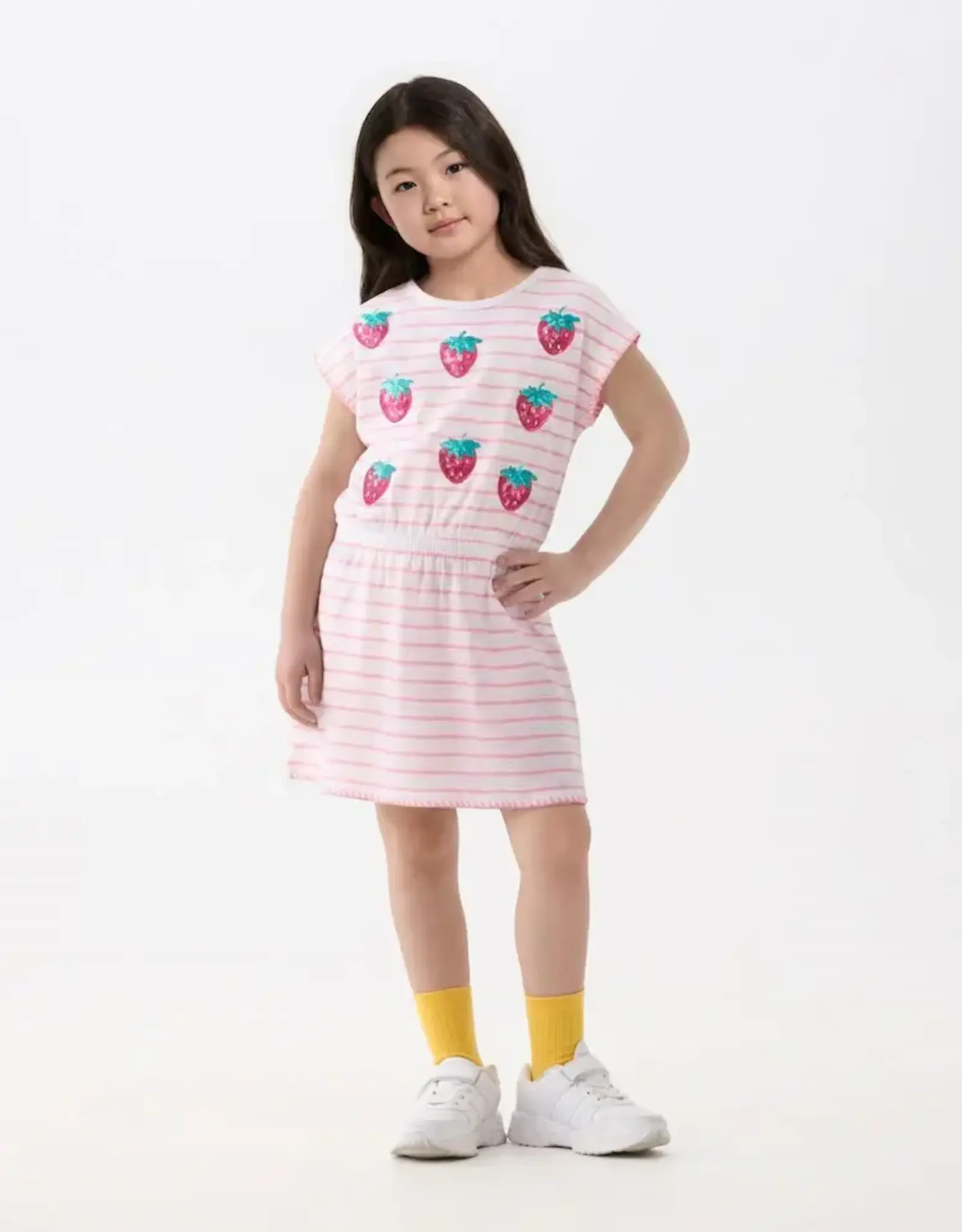 Hatley Strawberry Stipes Cinched Waist Relaxed Dress
