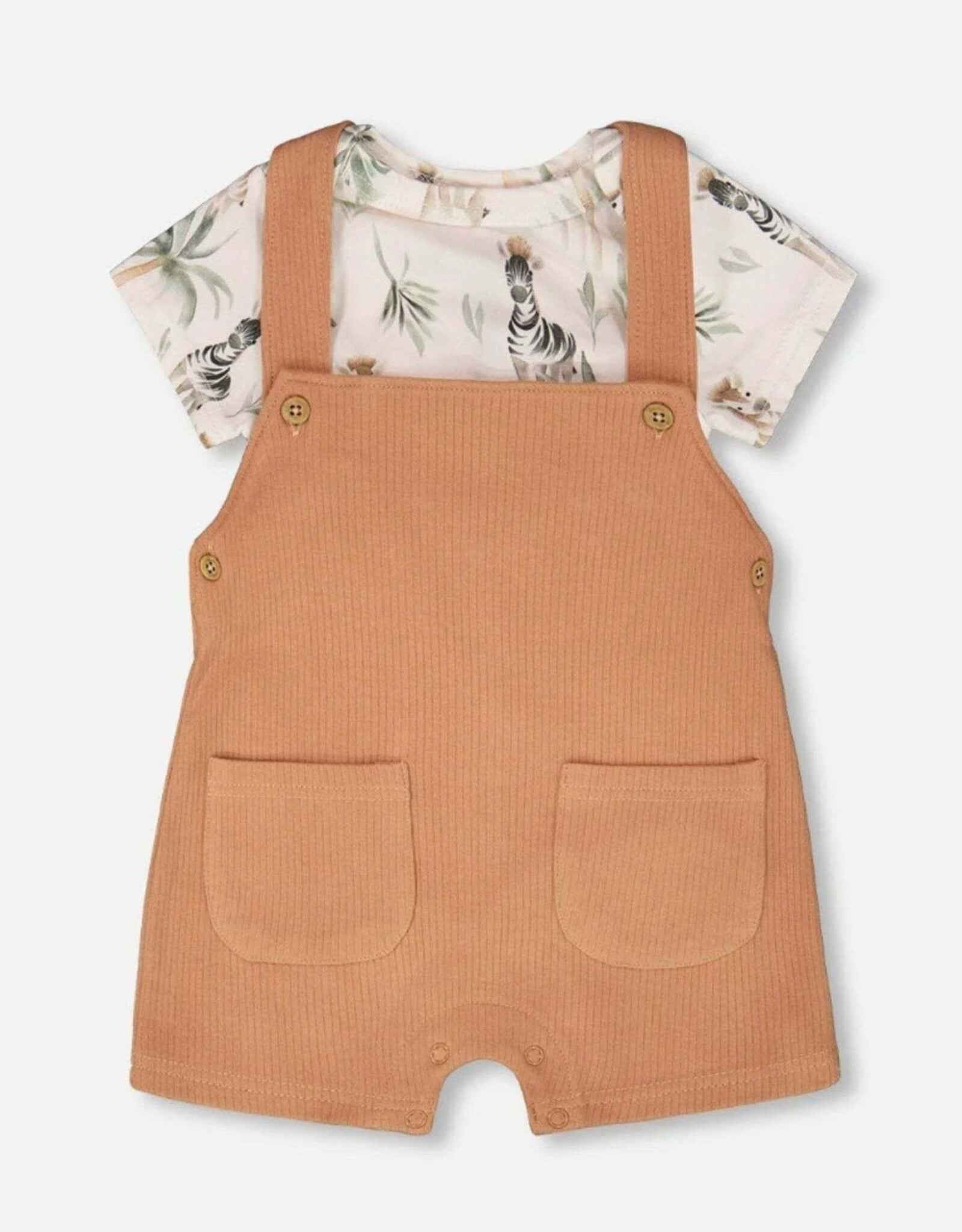 Deux Par Deux Zebra Jungle Onesie and Shortall Set