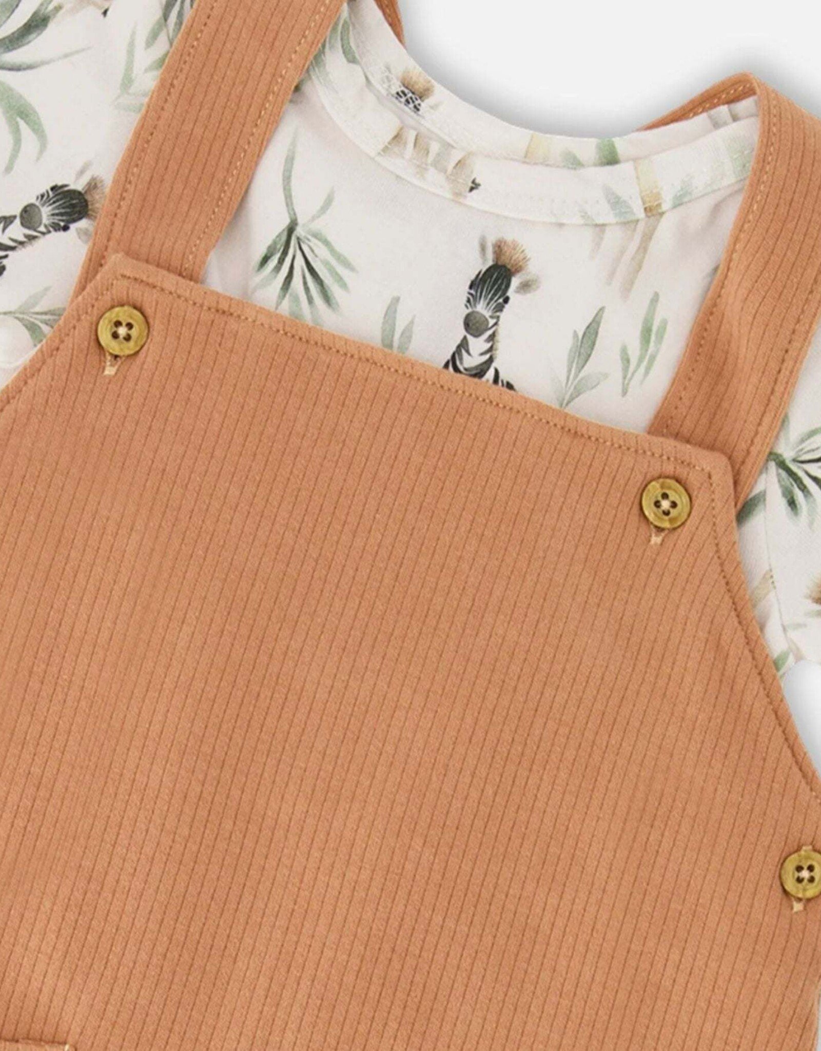 Deux Par Deux Zebra Jungle Onesie and Shortall Set
