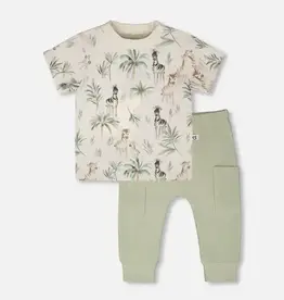 Deux Par Deux Zebra Jungle T-Shirt and Pant Set