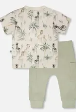 Deux Par Deux Zebra Jungle T-Shirt and Pant Set