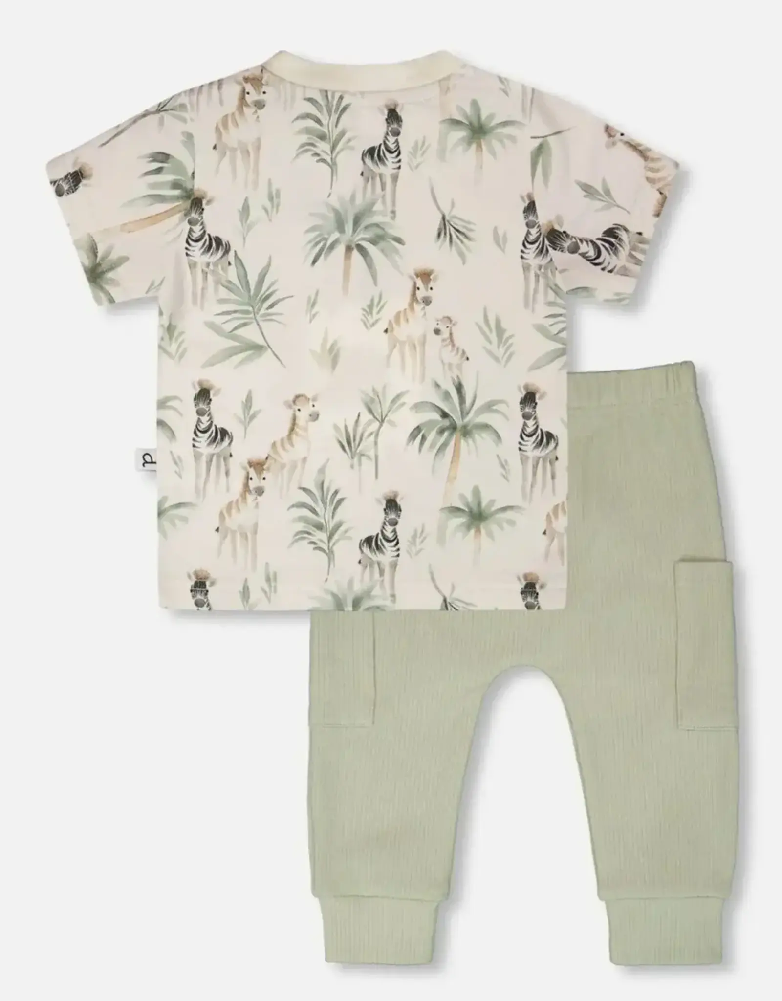 Deux Par Deux Zebra Jungle T-Shirt and Pant Set