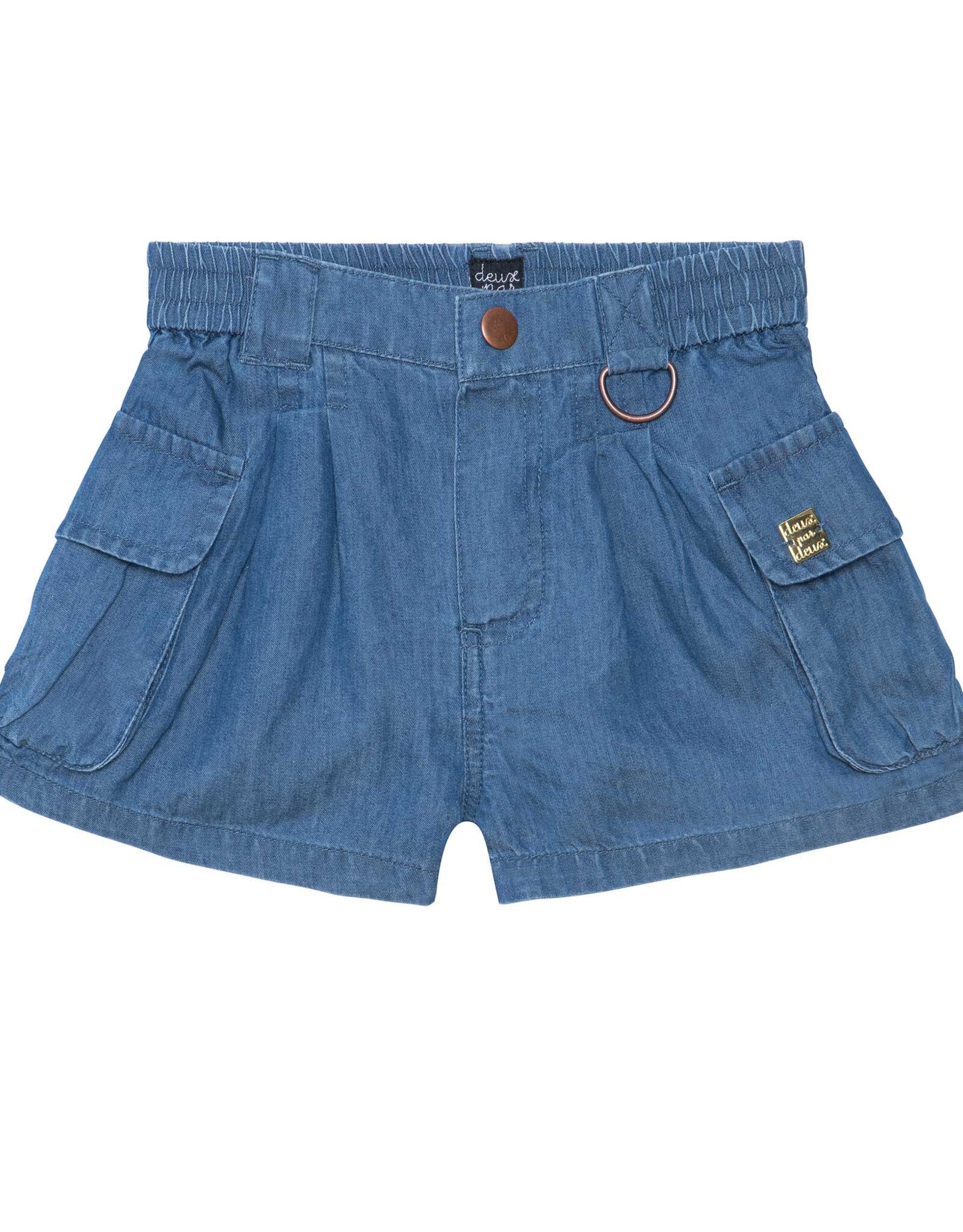 Deux Par Deux Blue Chambray Short w/Cargo Pocket