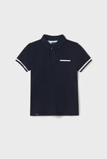 Mayoral Tween Navy Polo w/White Stripe Sleeve