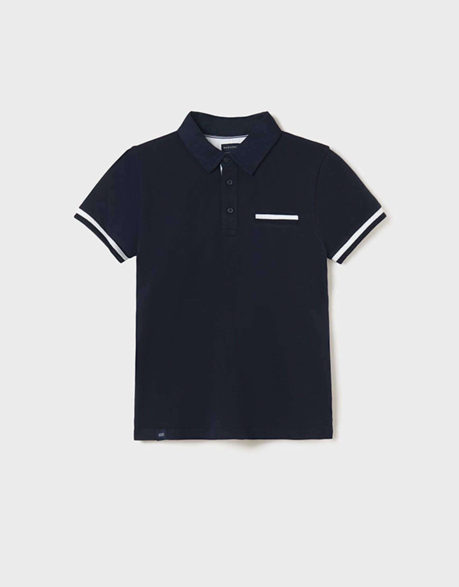 Mayoral Tween Navy Polo w/White Stripe Sleeve