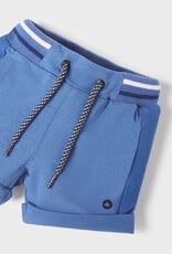 Mayoral Cobalt Fleece Shorts with Stripe Waist
