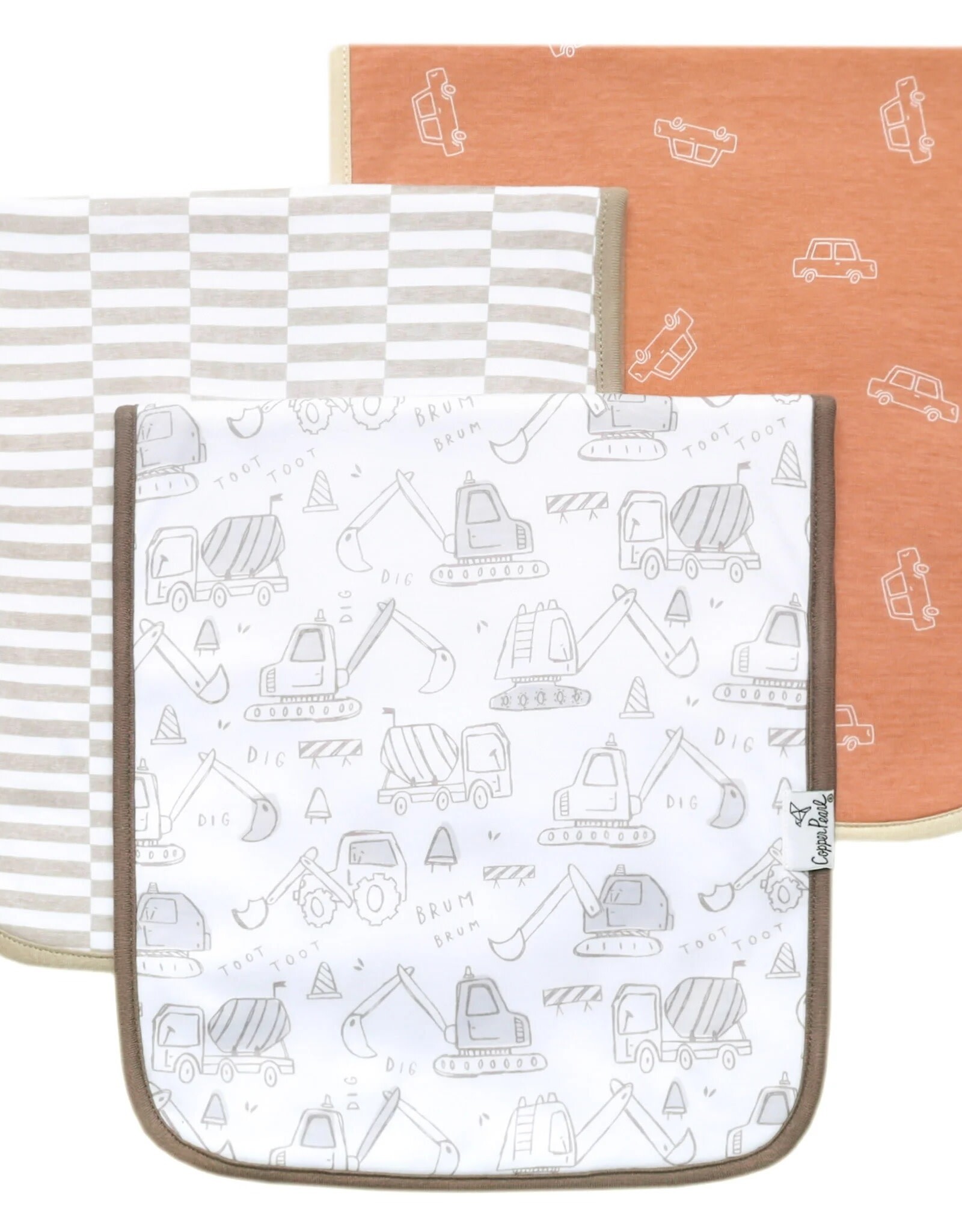 Copper Pearl Gage Burp Cloths