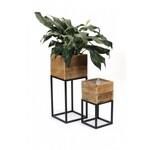 Square Wood Planters with Metal