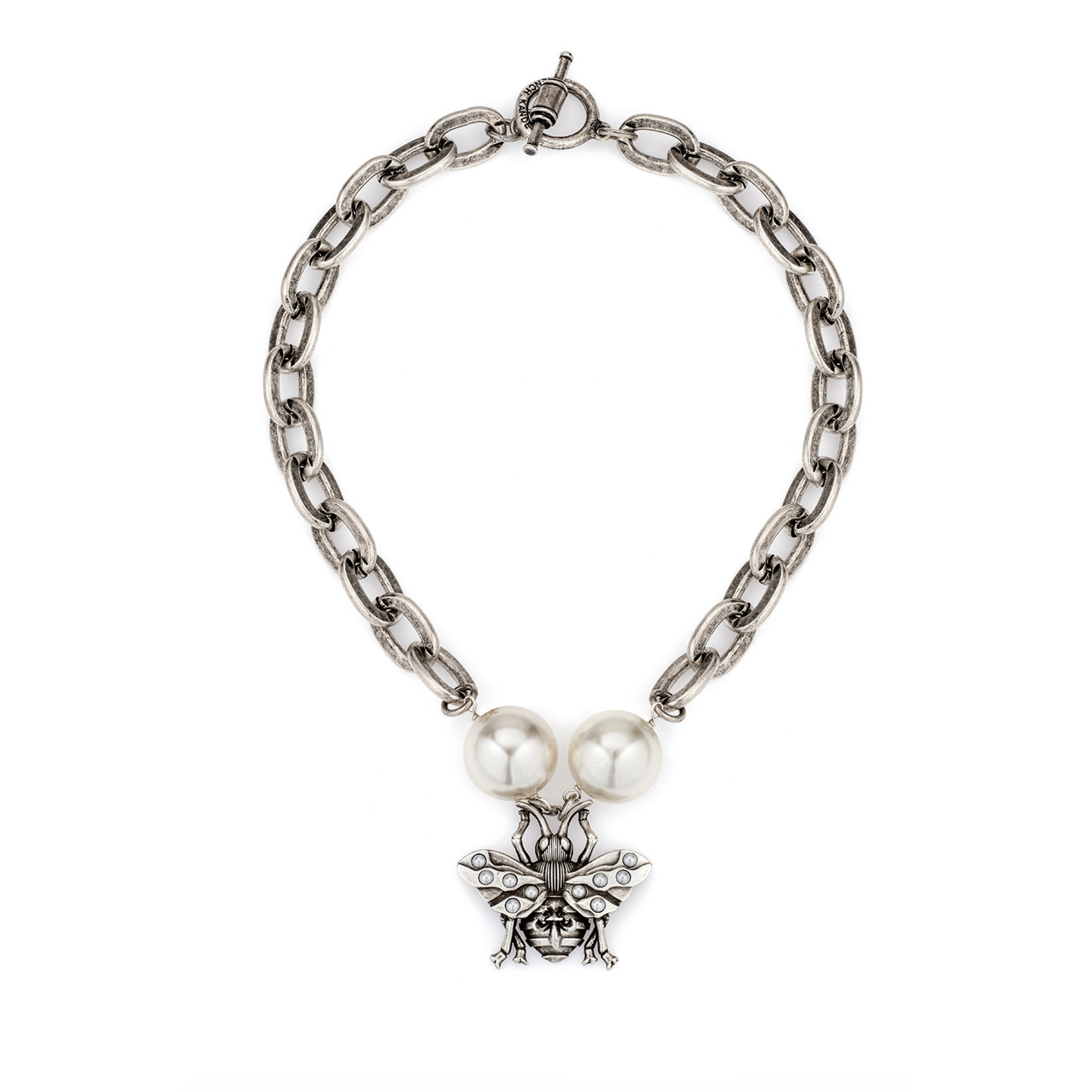 French Kande Lourdes Chain with Pearl + Bee Pendant