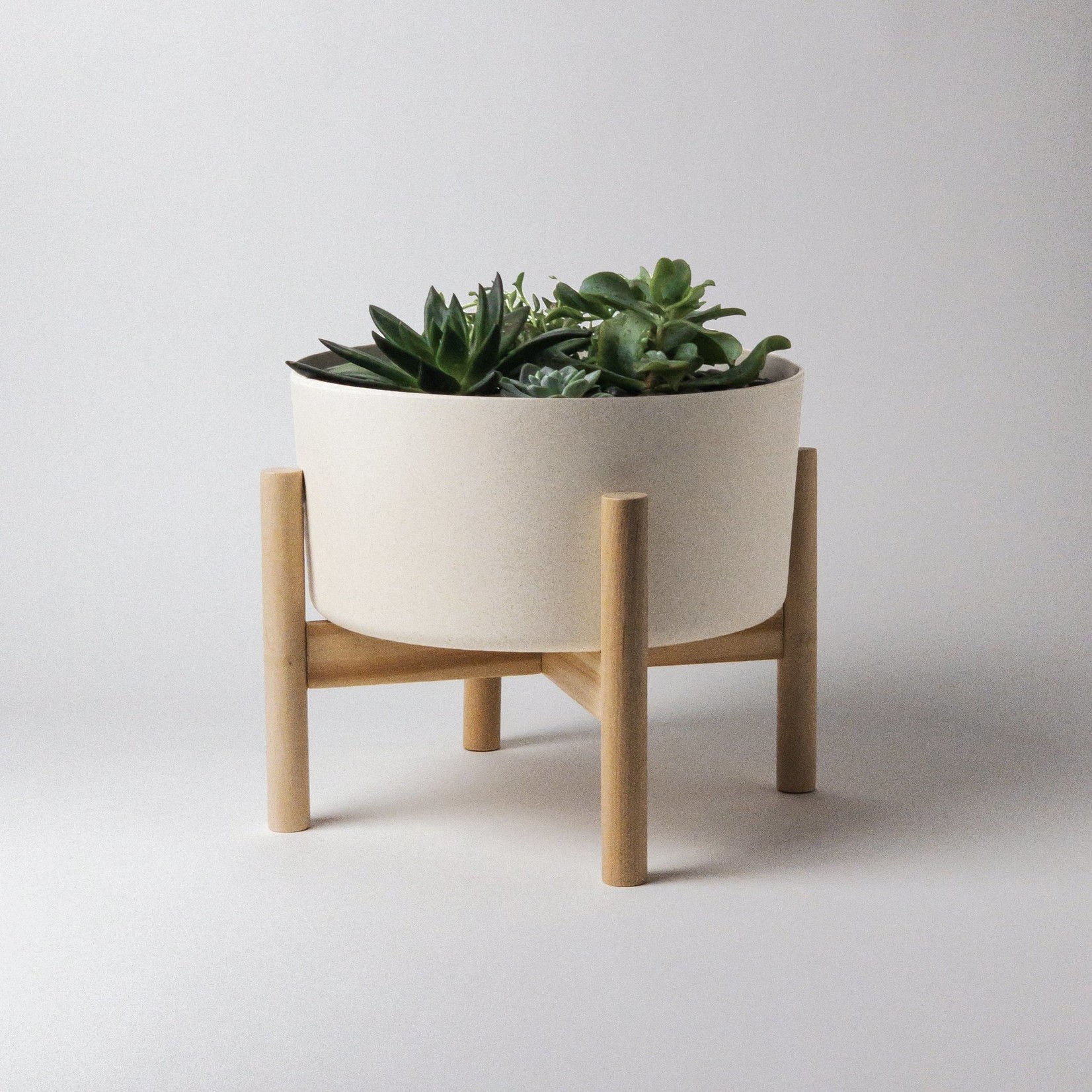 Kanso Designs Bamboo Fibre Wide Planter and Stand - 9"