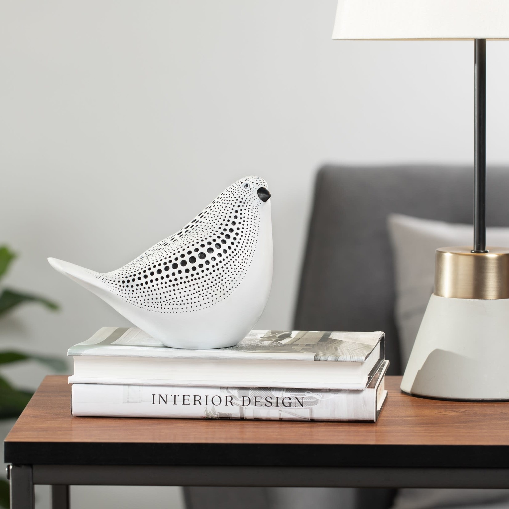 Torre & Tagus Dotted Sitting Bird - White