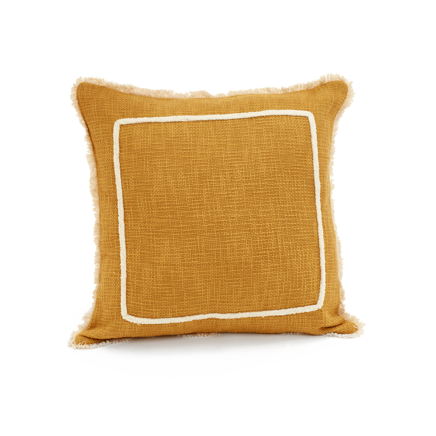 Pine Centre Fringed Cushion Mustard - 20x20
