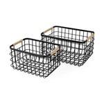 mercana Matte Black basket w/rope trim - Medium