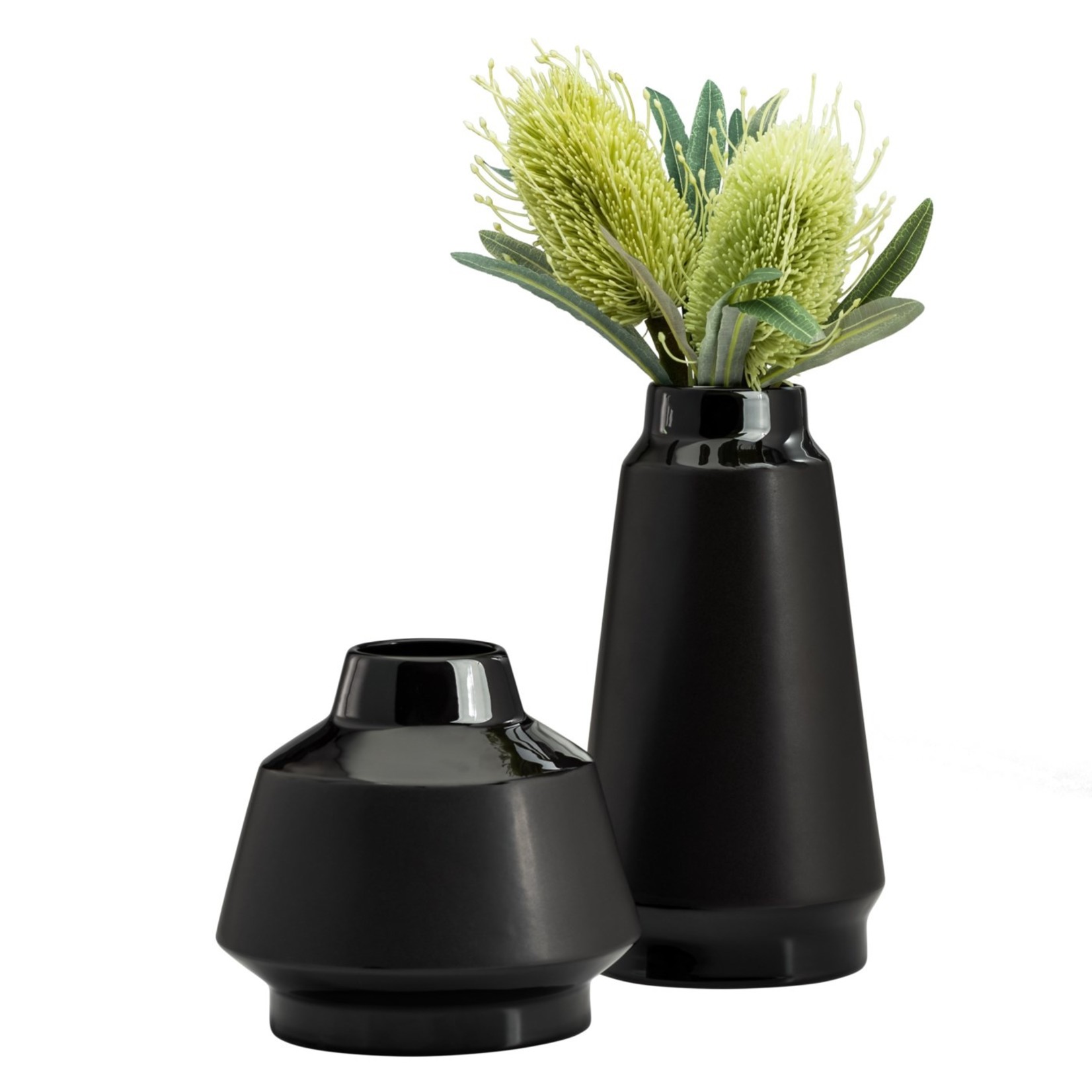 Torre & Tagus Lander Black Tapered Ceramic Vase - 7"