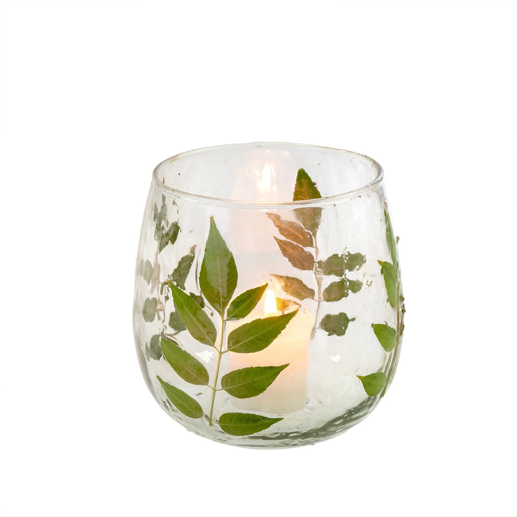 Indaba Pressed Leaf Votive Holder - large