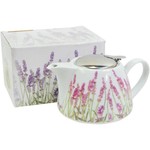 Forpost Trade Porcelain Lavender Teapot with Strainer